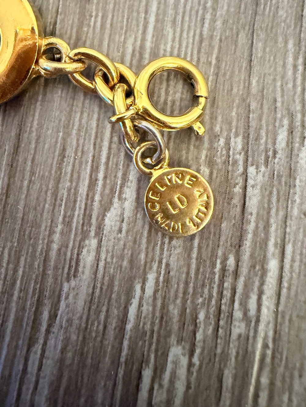 RareVintage CELINE Gold-Tone Logo Bracelet - Picture 7 of 7